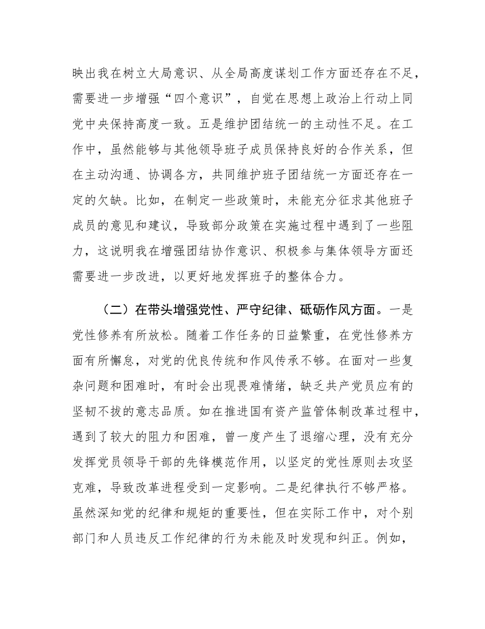 常务副市长关于2024年度民主SH会个人对照检视发言材料（“四个带头”）.docx_第3页