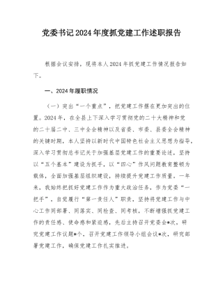 党委书记2024年度抓党建工作述职报告.docx
