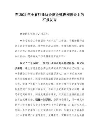 在2024年全省行业协会商会建设推进会上的汇报发言.docx