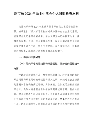 副市长2024年民主SH会个人对照检查材料.docx