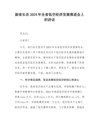 副省长在2024年全省低空经济发展推进会上的讲话.docx