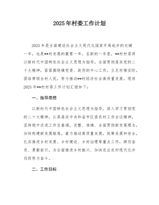 2025年村委工作计划.docx