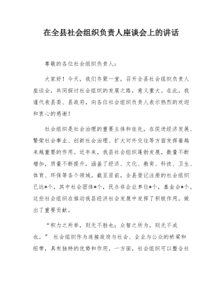 在全县社会组织负责人座谈会上的讲话.docx