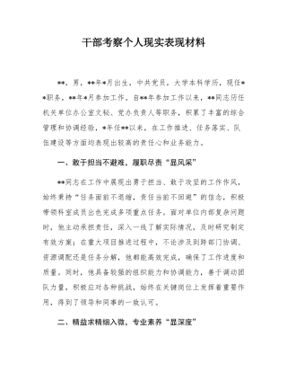 干部考察个人现实表现材料.docx