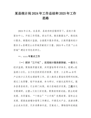 某县统计局2024年工作总结和2025年工作思路.docx