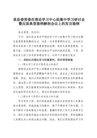 某县委常委在理论学习中心组集中学习研讨会暨反面典型案例解剖会议上的发言提1.docx