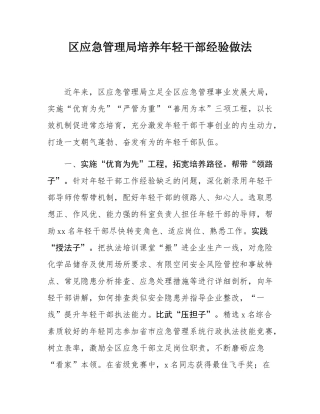 区应急管理局培养年轻干部经验做法.docx