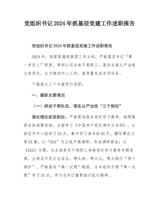 党组织书记2024年抓基层党建工作述职报告.docx