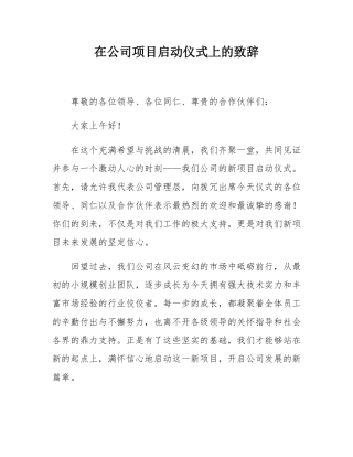在公司项目启动仪式上的致辞.docx