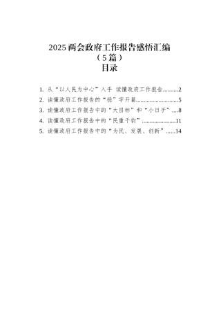 2025两会政府工作报告感悟汇编（5篇）.docx
