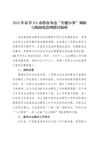2025年春节XX市群众身边“关键小事”调研与精细化治理路径探析.docx