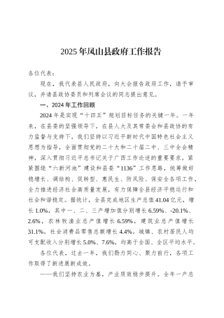 2025年凤山县政府工作报告.docx