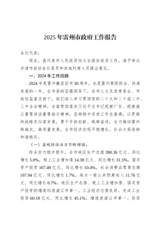 2025年雷州市政府工作报告.docx