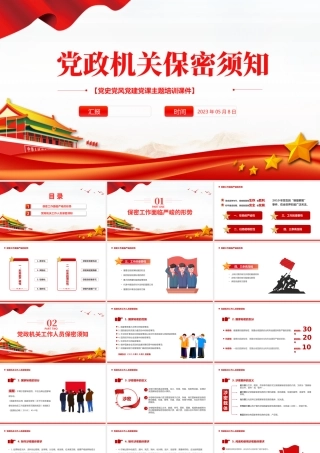 2023党政机关保密须知PPT红色党政风党史党建党课培训微党课课件模板下载.pptx