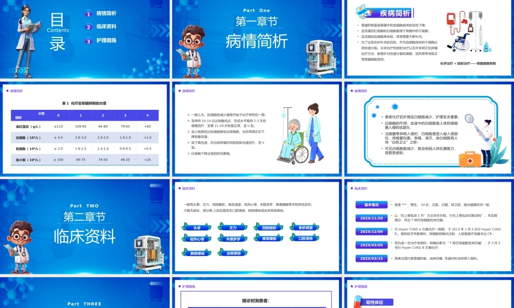 2023骨髓抑制的护理查房PPT插画风骨髓抑制的护理查房知识分享训战结合课件模板下载.pptx
