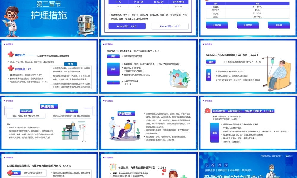 2023骨髓抑制的护理查房PPT插画风骨髓抑制的护理查房知识分享训战结合课件模板下载.pptx