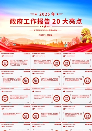 2025年政府工作报告20大亮点PPT极简风两会精神学习课件.pptx