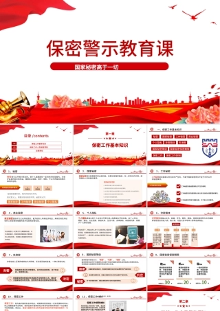 保密警示教育党课PPT红色党政风基层党政单位保密近视教育专题党课课件模板.pptx