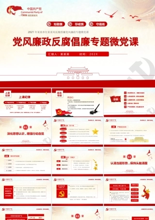 反腐倡廉PPT红色庄严知敬畏存戒惧守底线党员干部党风廉政专题教育微党课.pptx