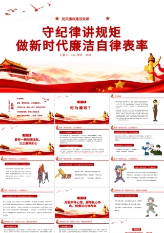 守纪律讲规矩PPT做新时代廉洁自律表率党员思想教育党课课件.pptx