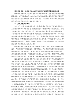 某区区委常委、政法委书记2025年学习教育反面典型案例剖析材料.doc