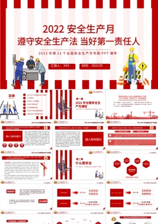 2022安全生产月PPT红色大气遵守安全生产法当好第一责任人企业安全生产专题课件.pptx