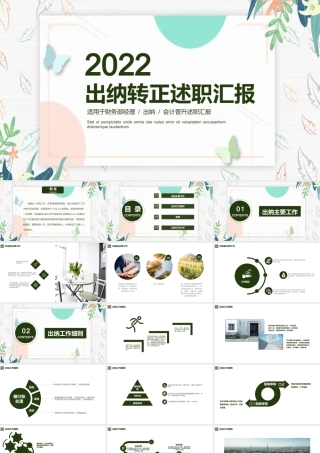 2022出纳转正述职PPT清新淡雅财务部会计出纳工作总结述职报告模板.pptx