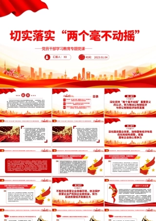 2022切实落实“两个毫不动摇”PPT红色精美风党员干部学习教育专题党课党建课件.pptx