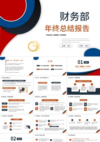 财务部年终总结PPT简明商务风企业财务部门年度工作总结述职报告会计出纳工作报告模板.pptx
