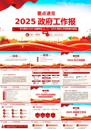 党政风2025政府工作报告要点速览PPT学习全国两会精神党课.pptx