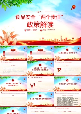简洁大气食品安全“两个责任”政策解读PPT下载.pptx