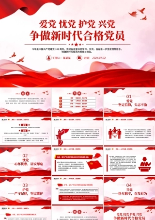 爱党忧党护党兴党争做新时代合格党员微党课PPT下载.pptx