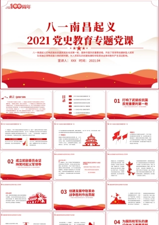 八一南昌起义PPT2021党史故事党史教育专题党课之新中国历史的重要进程PPT模板.pptx