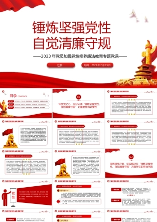 锤炼坚强党性自觉清廉守规PPT2023年党员加强党性修养廉洁教育专题党课.pptx