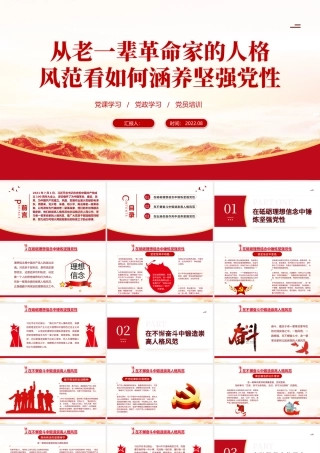 从老一辈革命家的人格风范看如何涵养坚强党性PPT党课培训党政党建党校课件模板.pptx