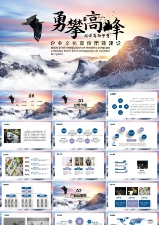大气山岳雪峰勇攀高峰企业文化宣传PPT模板.pptx