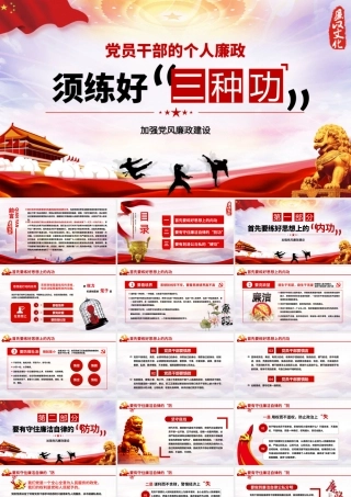 党风廉政党课党员干部的个人廉政须练好三种功PPT.pptx