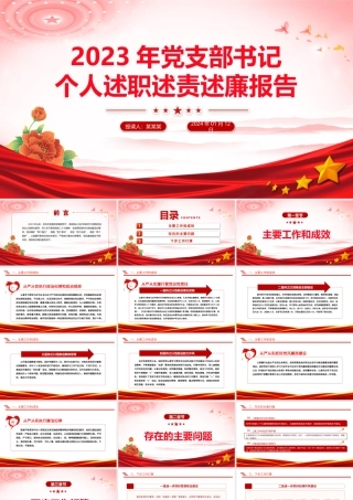 党建风党支部书记个人述职述责述廉报告PPT模板下载.pptx
