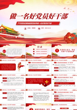 做一名好党员好干部PPT精美党政风2023年严守党的纪律加强党性修养廉政专题微党课课件.pptx