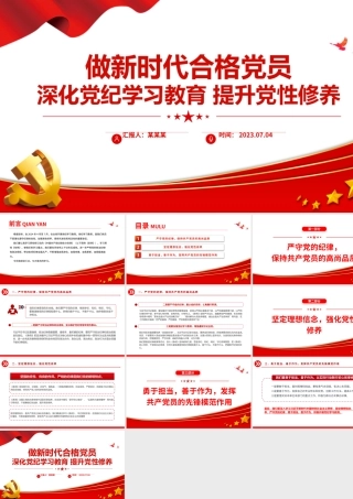 做新时代合格党员2024年深化党纪学习教育提升党性修养PPT下载.pptx