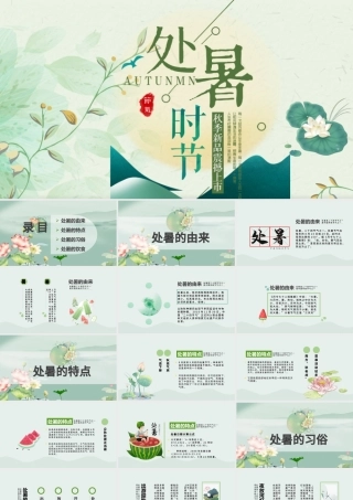 原创小清新校园文化教育传统中国二十四节气之处暑节气相关知识PPT模板.pptx