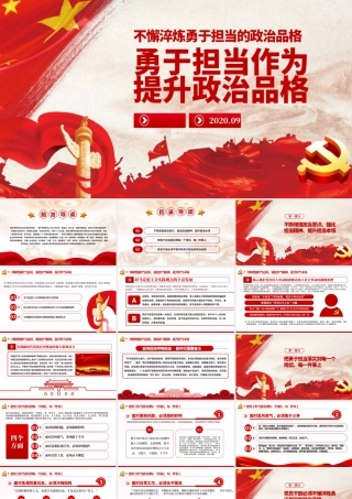 勇于担当作为提升政治品格做合格党员党课PPT模板.pptx