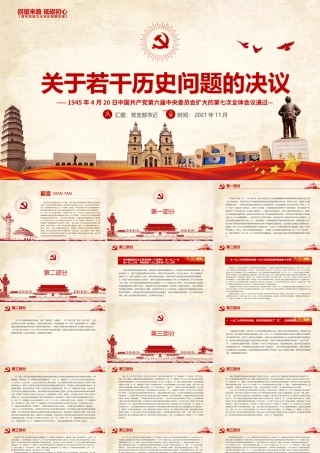 关于若干历史问题的决议PPT红色复古回望来路砥砺初心党史百年决议系列党课课件.pptx