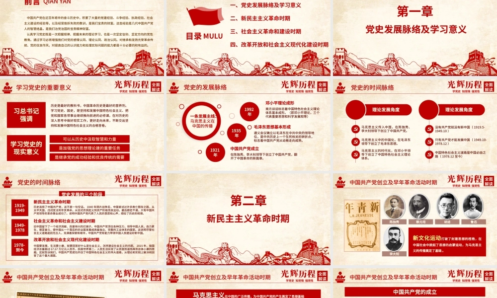 光辉的历程中国共产党党史党课学习ppt模板——含讲稿.pptx
