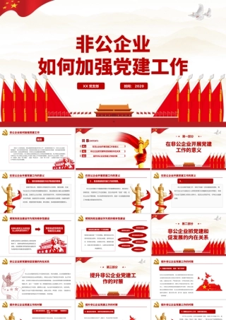 红色简洁党政风非公企业如何加强党建工作PPT.pptx