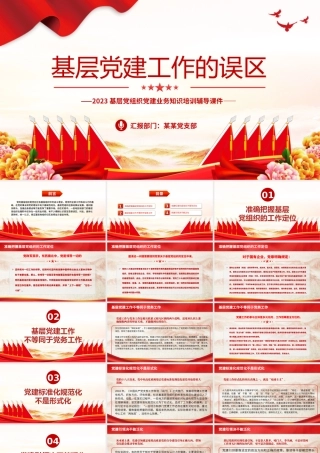 基层党建工作的误区PPT红色简洁2023基层党组织党建业务知识培训辅导课件.pptx