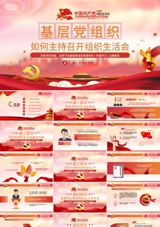 基层党组织如何主持召开组织生活会PPT红色党政风基层党组织党支部组织生活会党员学习教育党课.pptx