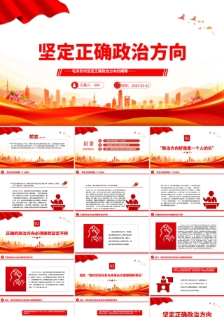 坚定正确政治方向PPT简洁风党史知识学习党课.pptx