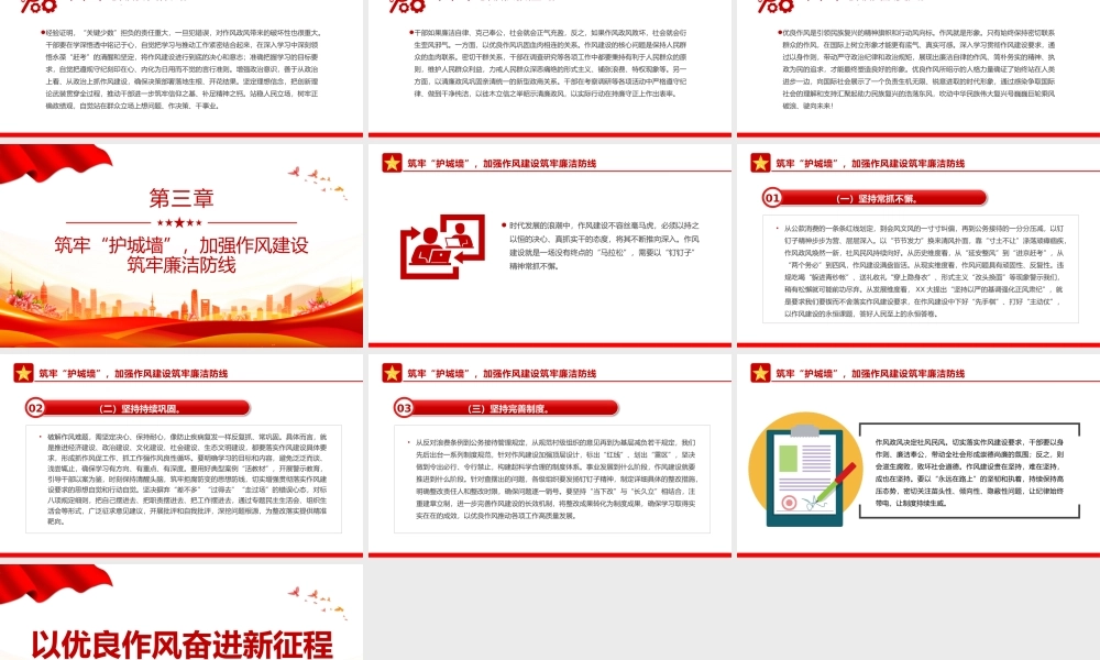 简洁精美以优良作风奋进新征程PPT作风建设主题党课下载.pptx
