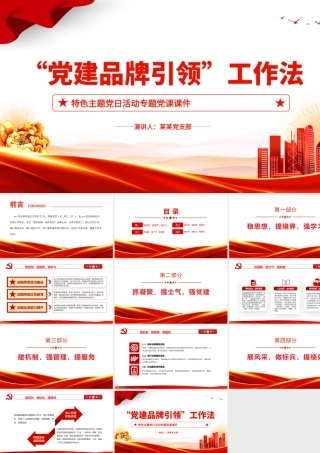 精美创意“党建品牌引领”工作法PPT党政风特色主题教育党课课件.pptx